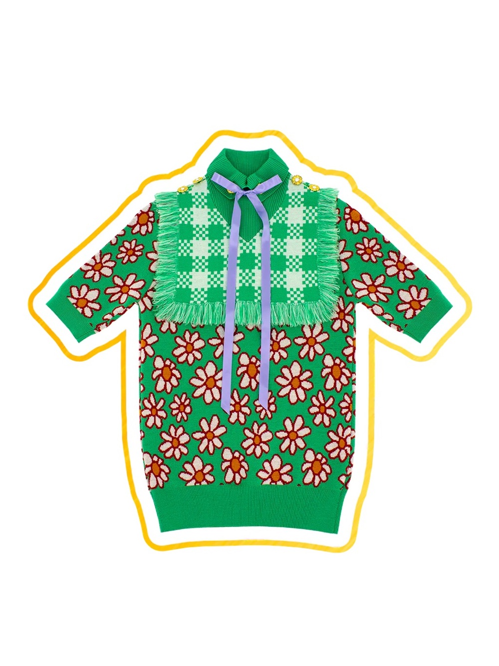 Motoguo Daisy and Tiny Tim Kelly Green Knit Top